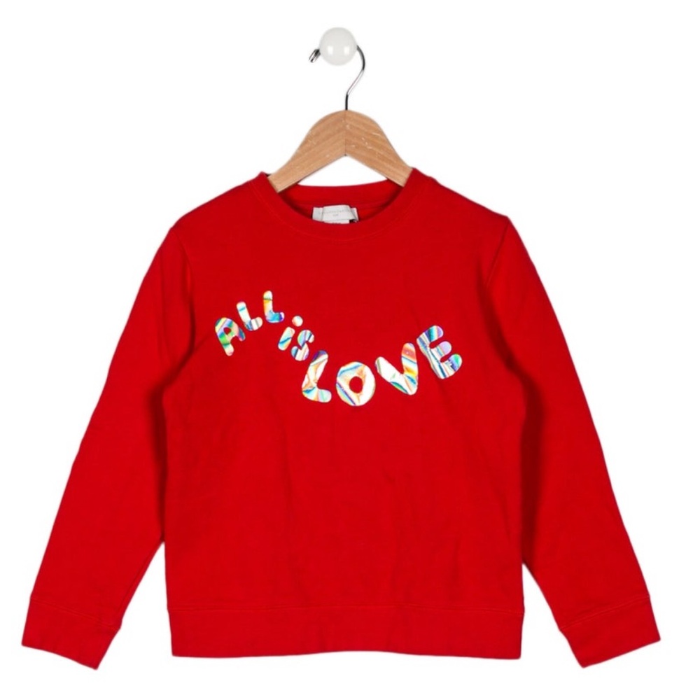 Stella McCartney Kids Girls Red "ALL IS LOVE" Graphic Sweatshirt Top Size 10